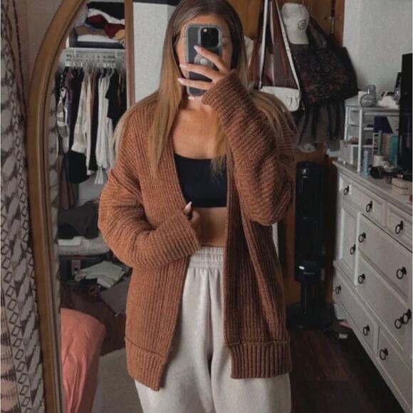 FREE PEOPLE High Hopes Cardigan Sweater Mariposa Brown Sz S {153} - Picture 3 of 7